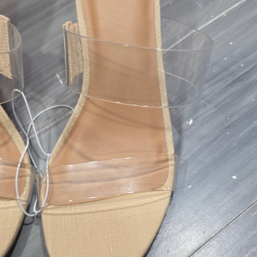 A New Day Ansel Espadrille‎ Wedge Sandals Clear Double Strap Tan - Picture 3 of 11